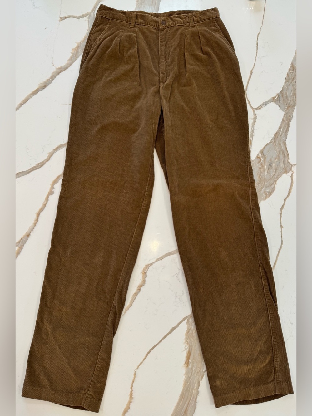 Vintage Calvin Klein Brown Corduroy Pleated Pants Men’s 33 Made in Hong Kong Str